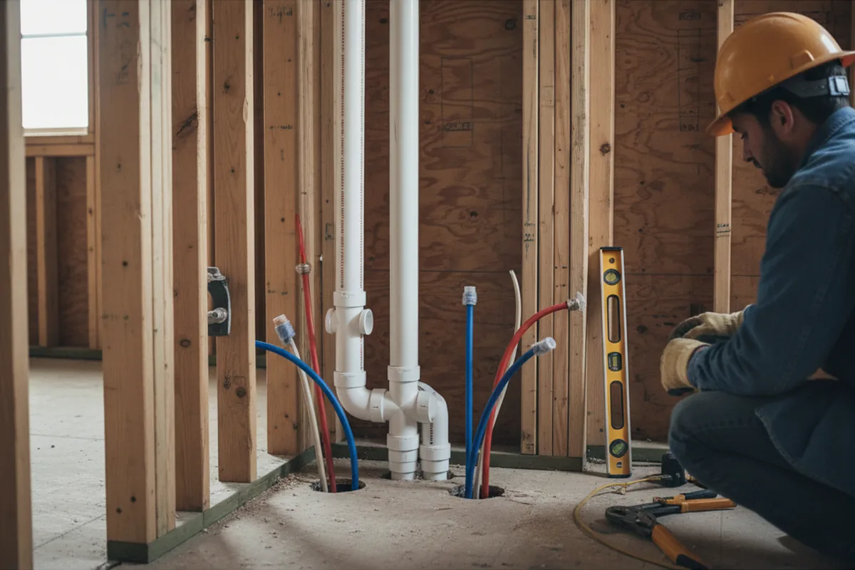 Drain and supply rough-in during Sump Pump Repair in Tustin